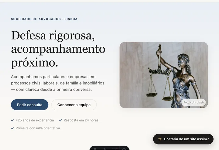 Pré-visualização do website Advogados