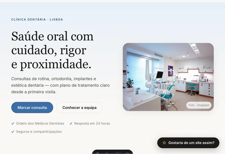 Pré-visualização do website Dentistas