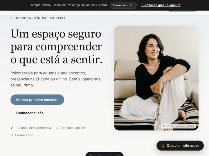 Pré-visualização do website Psicólogos