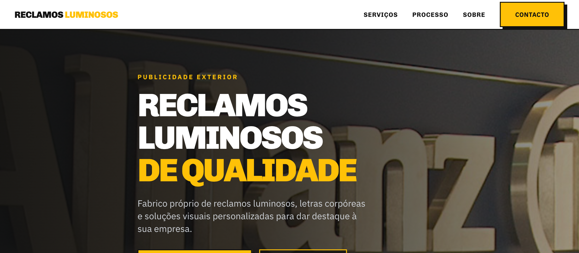 Pré-visualização do website Reclamos Luminosos