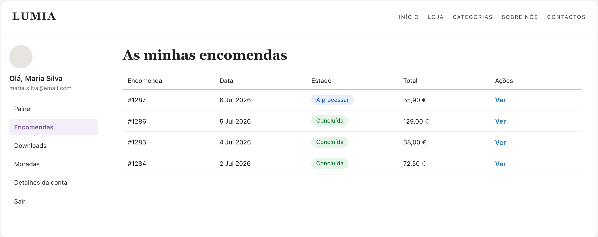 Área de cliente na loja