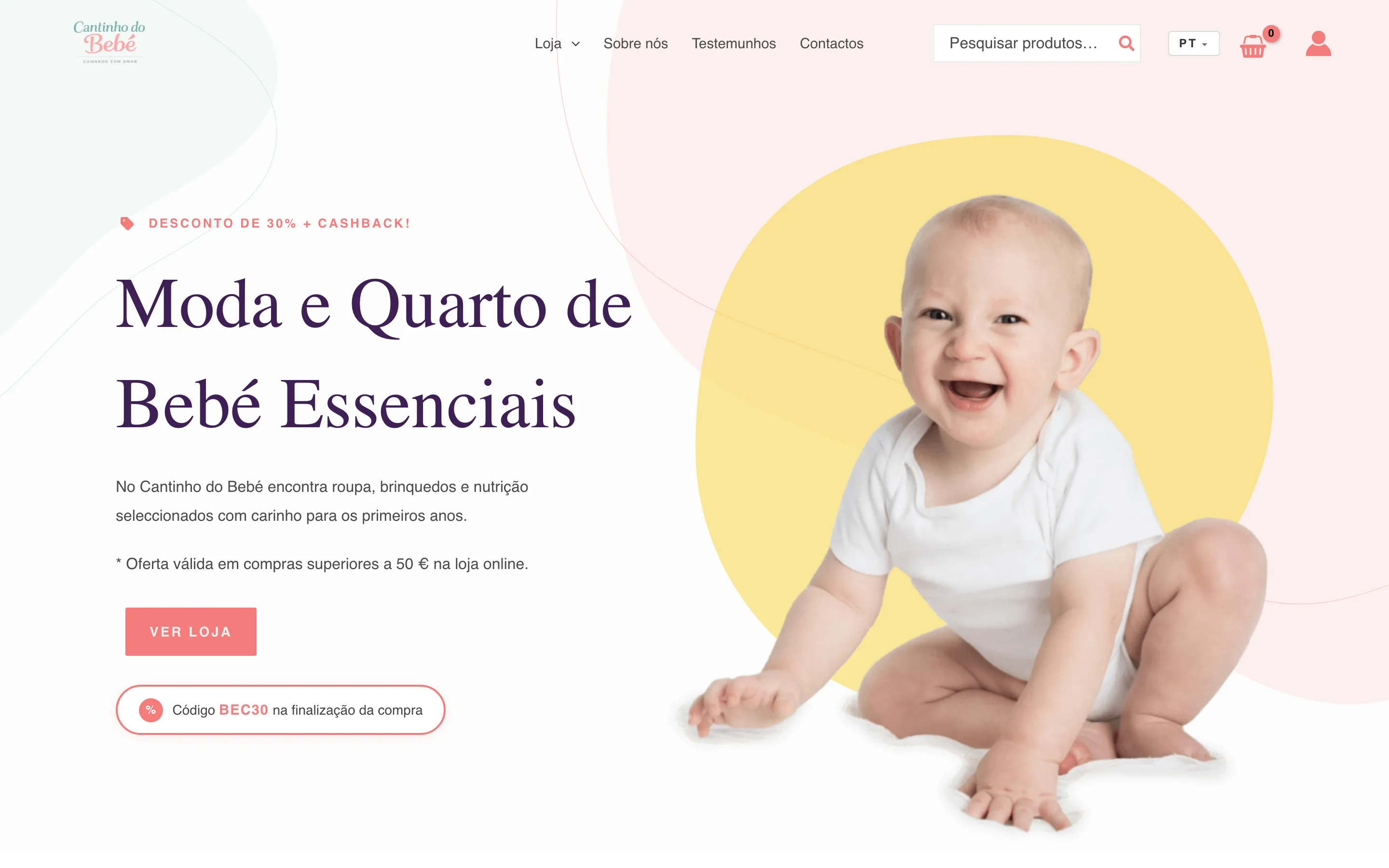 Pré-visualização do website Loja online