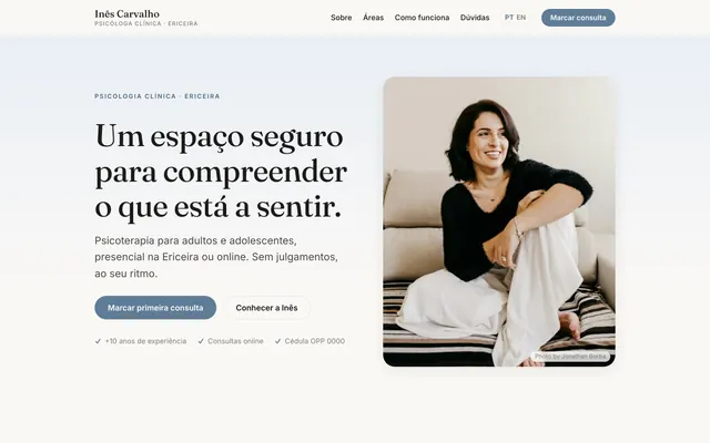 Pré-visualização da landing para psicólogos