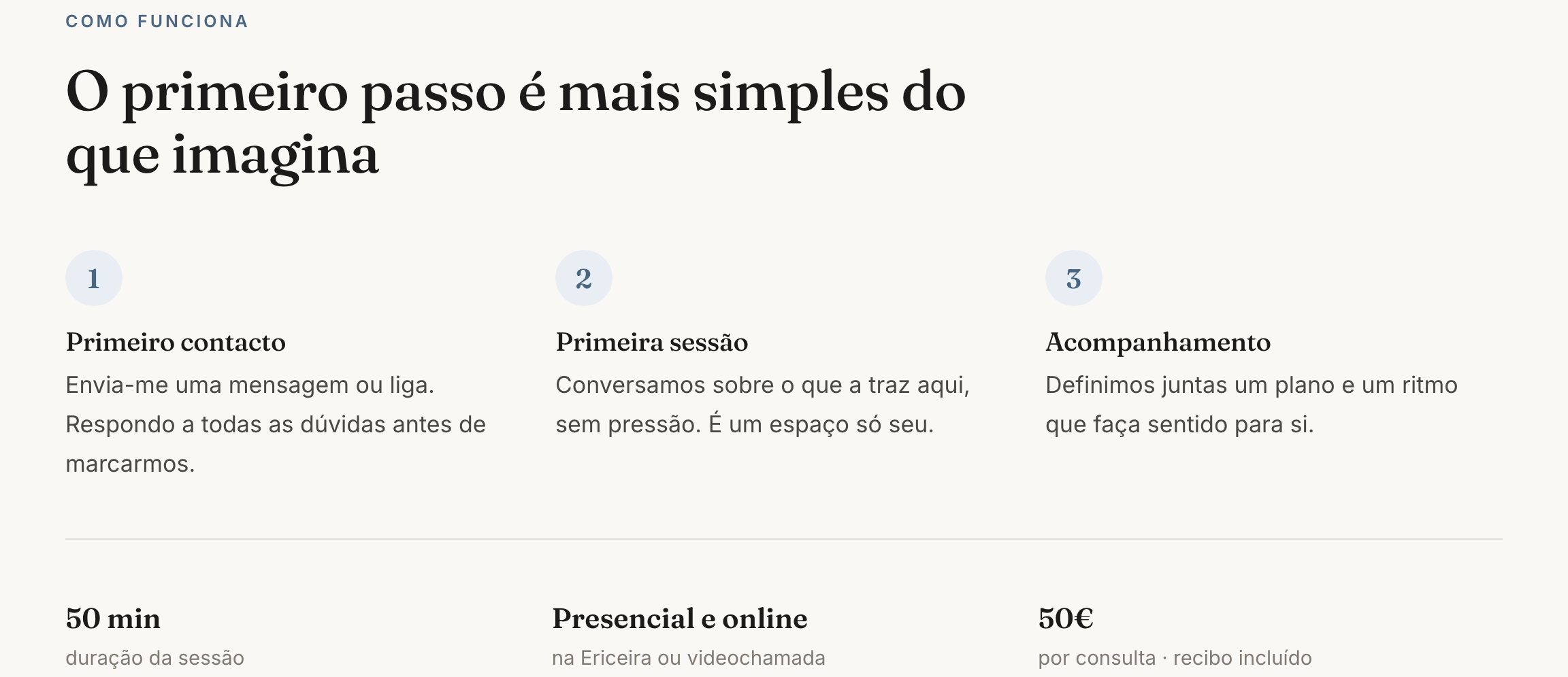Secção Como Funciona no website de exemplo
